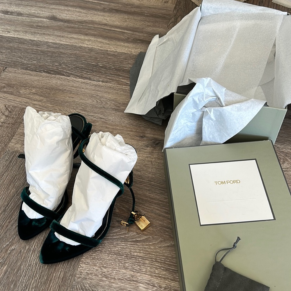 Tom Ford Dark Green Velvet Heels
